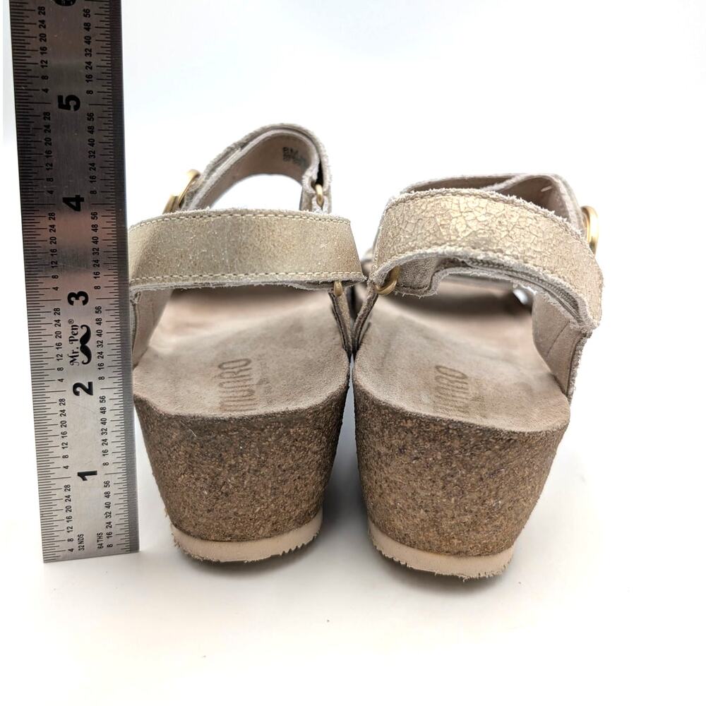 Munro Sintra Hook & Loop Wedge Sandals Women's Size Gold/Tan Size US8M EU38.5 - Picture 4 of 10